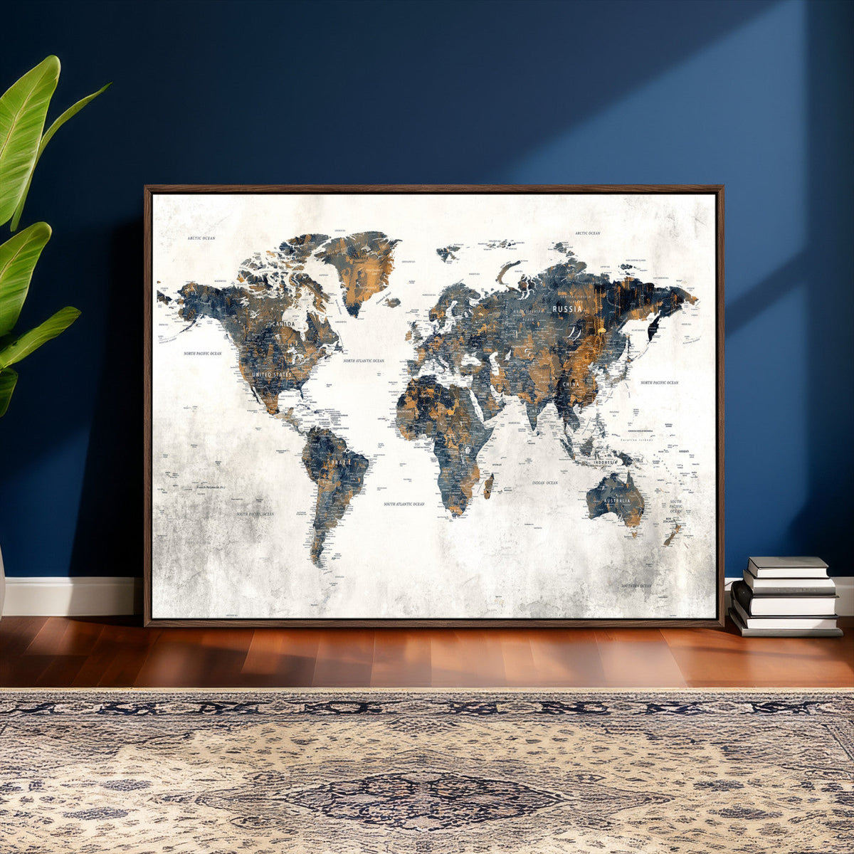 World Map Wall Art Canvas Print for Office Wall Decor