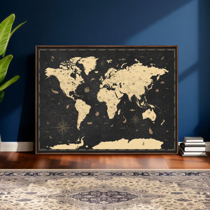 World Map Canvas Print – Detailed Map of the World Wall Art