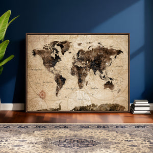 World Map Wall Art Canvas Print