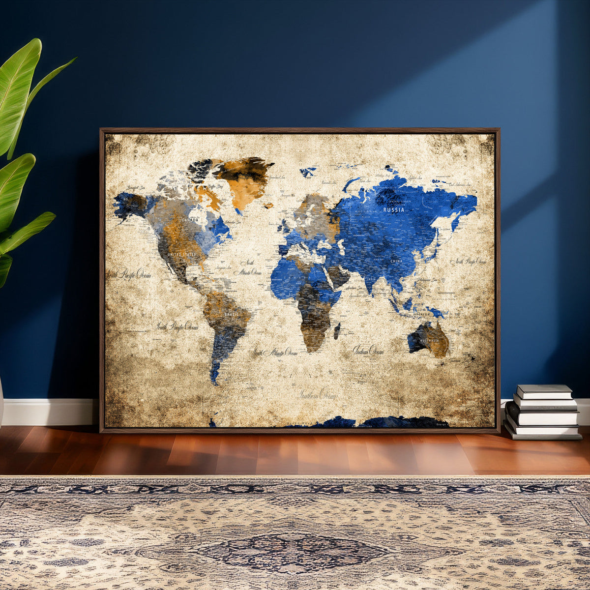 World Map Canvas Print – Colorful Abstract Travel Map,
