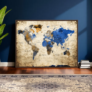 World Map Canvas Print – Colorful Abstract Travel Map,