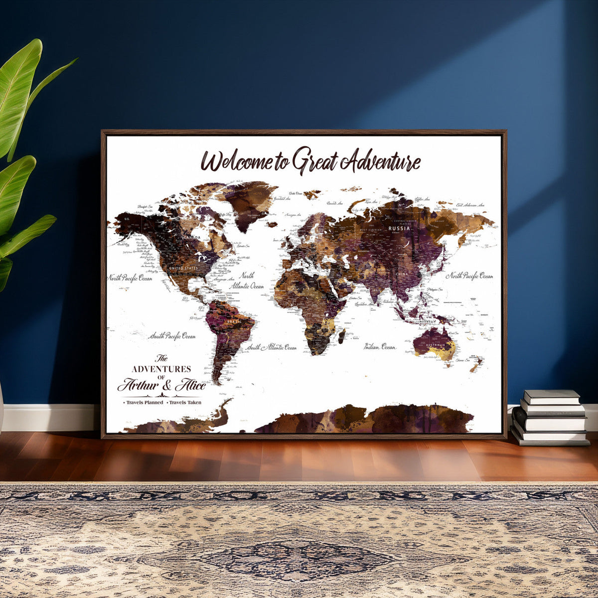 Custom Push Pin World Map Wall Art Canvas Print –