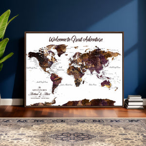 Custom Push Pin World Map Wall Art Canvas Print –
