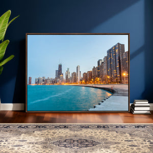 Chicago Wall Art Canvas Print, Chicago City Downtown Night