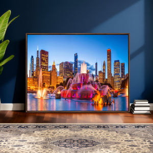 Chicago Wall Art Canvas Print, Chicago City Downtown Night