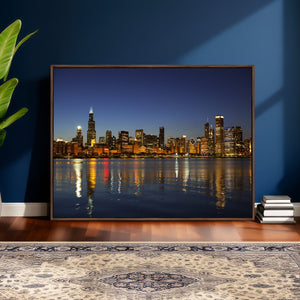 Chicago Wall Art Canvas Print - Chicago City Downtown Night