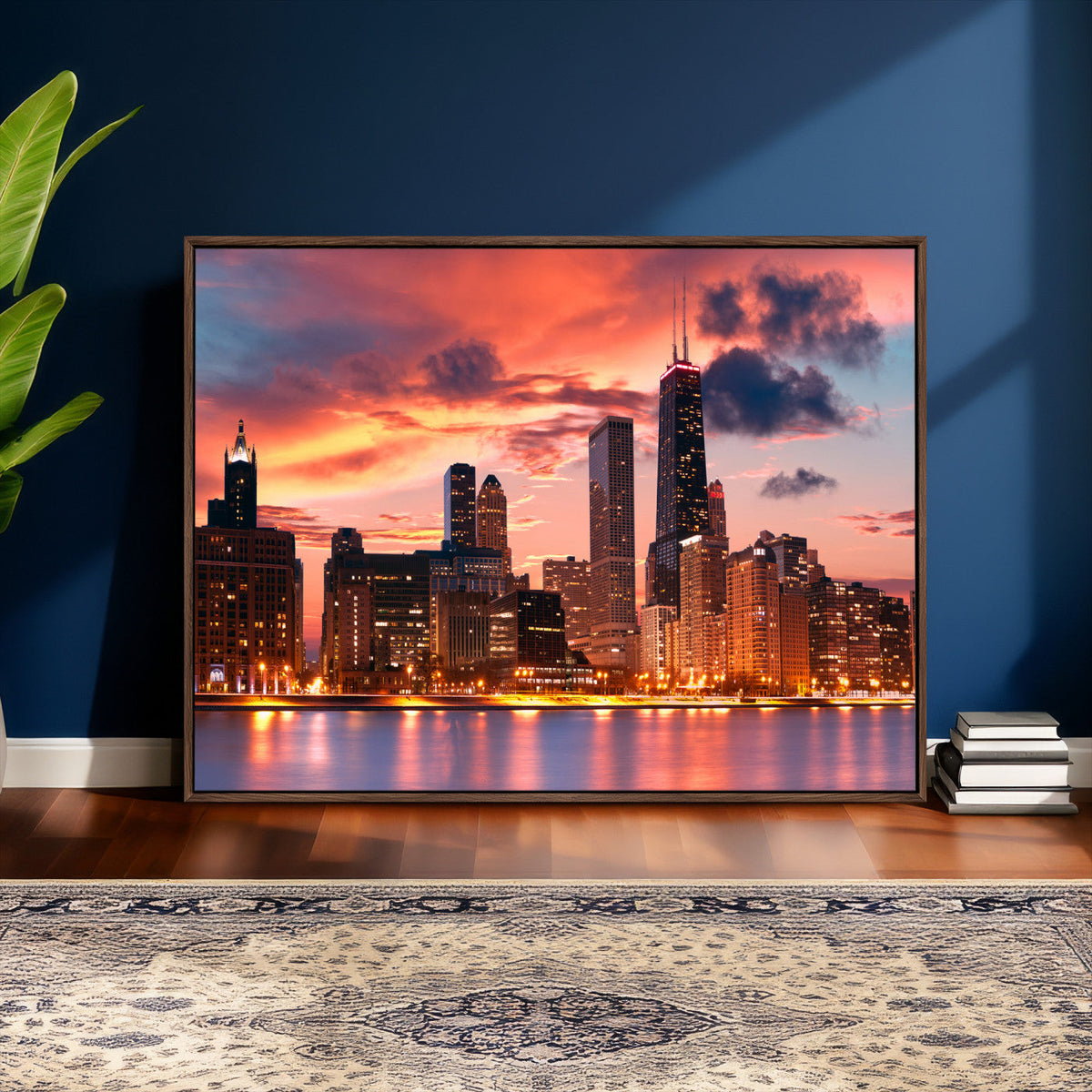 Chicago Wall Art Canvas Print - Chicago City Downtown Night
