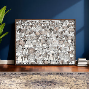 Abstract Texas Cow Wall Art Canvas Print - Farm Longhorn