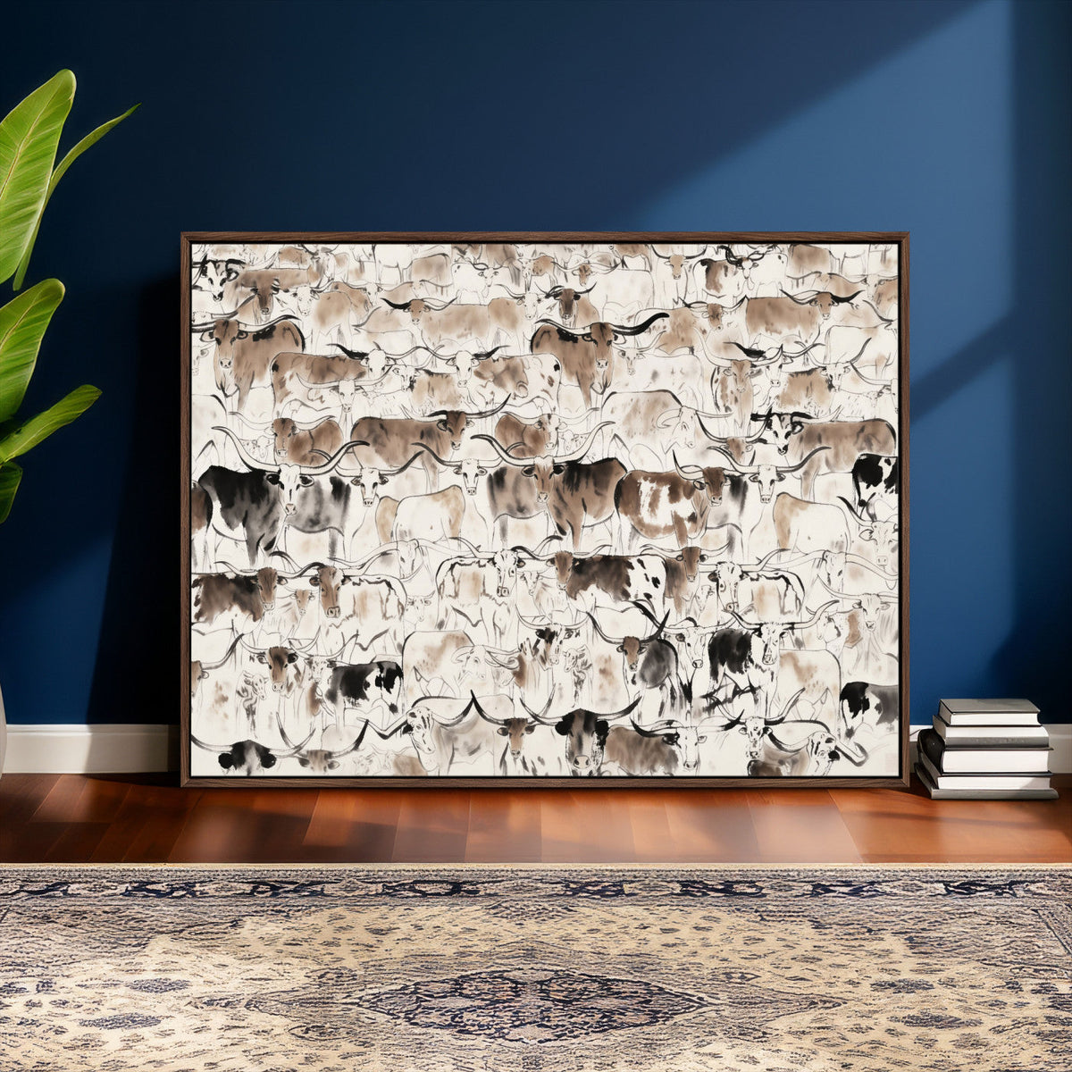 Abstract Texas Cow Canvas Print for Cabin and Western Home
