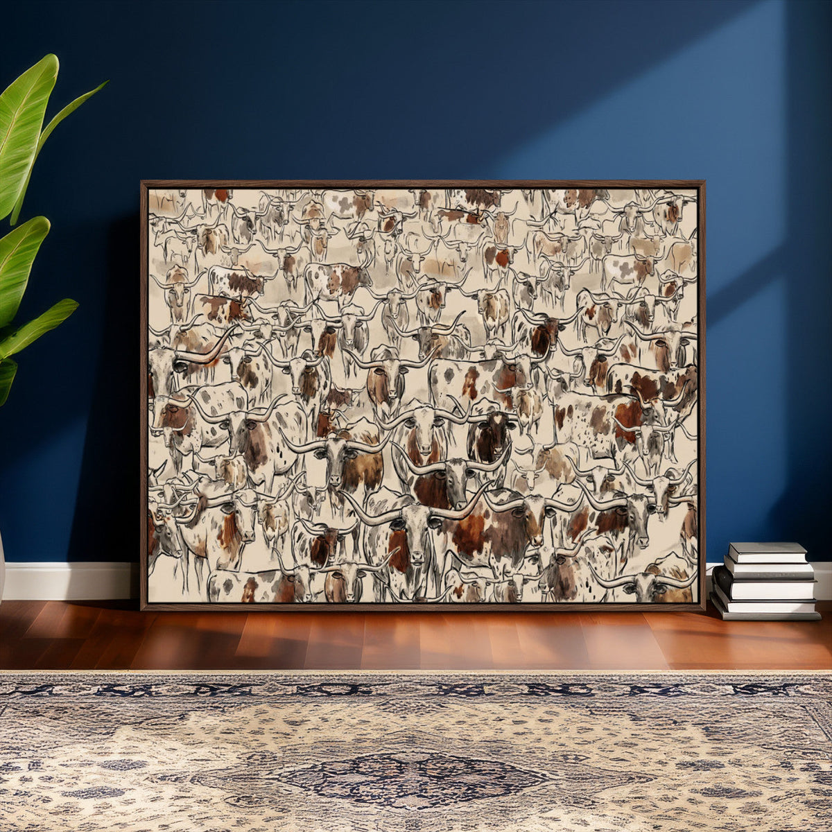 Abstract Longhorn Wall Art Canvas Print - Farm Animal