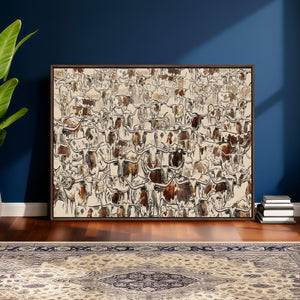 Abstract Longhorn Wall Art Canvas Print - Farm Animal