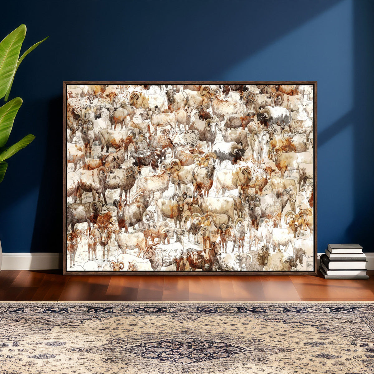 Farmhouse Bighorn Sheep Wall Art Canvas Print - Abstract