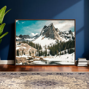 Snowy Mountain Wall Art Canvas Print, Alpine Pine Forest