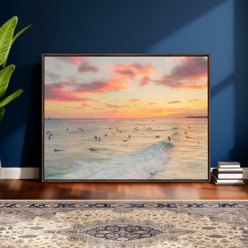 Sunset Beach Wall Art Canvas Print – Soft Coastal