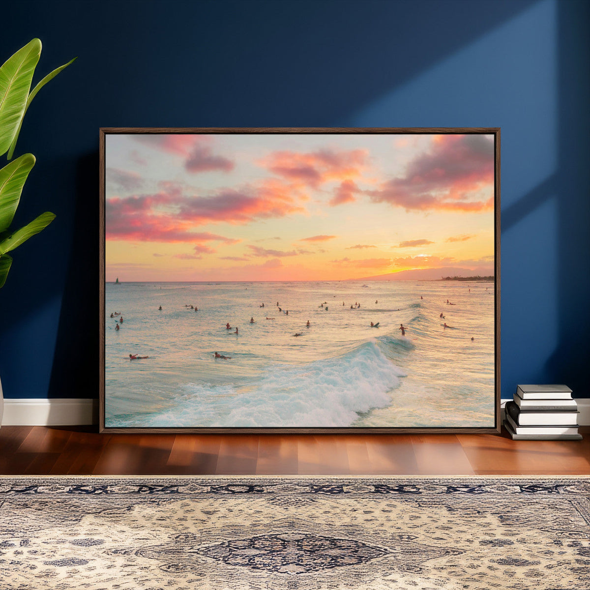 Sunset Beach Wall Art Canvas Print – Soft Coastal