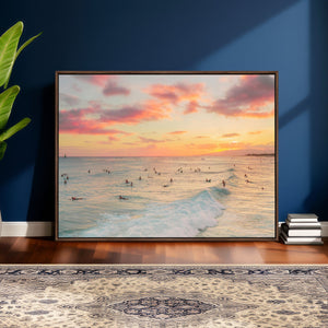 Sunset Beach Wall Art Canvas Print – Soft Coastal
