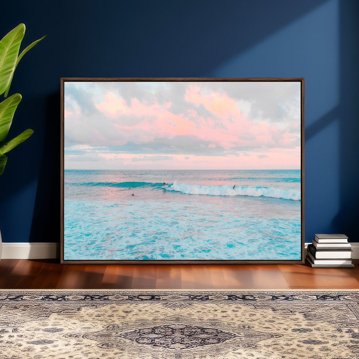 Ocean Wave Wall Art Canvas Print, Pastel Surf Seascape