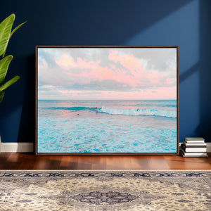 Ocean Wave Wall Art Canvas Print, Pastel Surf Seascape