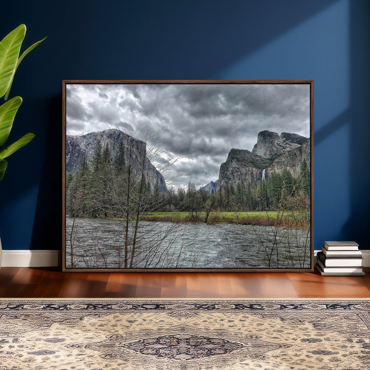 Yosemite Valley River Wall Art Canvas Print, Granite Cliffs