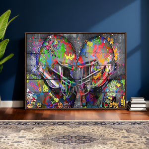 Graffiti Football Helmets Wall Art Canvas Print, Urban