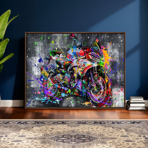 Graffiti Motorcycle Wall Art Canvas Print, Urban Street Art