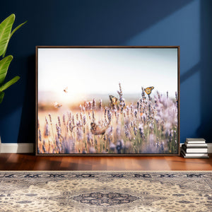 Lavender Field Wall Art Canvas Print, Butterfly Floral
