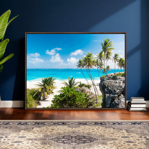 Tropical Beach Wall Art Canvas Print, Palm Tree Ocean