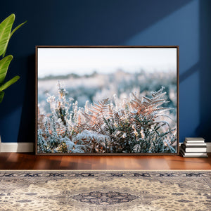 Frosted Fern Wall Art Canvas Print, Soft Winter Botanical