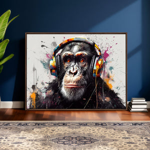 Dj Monkey Wall Art Canvas Print – Colorful Pop Art Banksy
