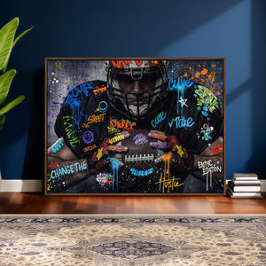 Graffiti American Football Player Street Art Wall Art Canvas