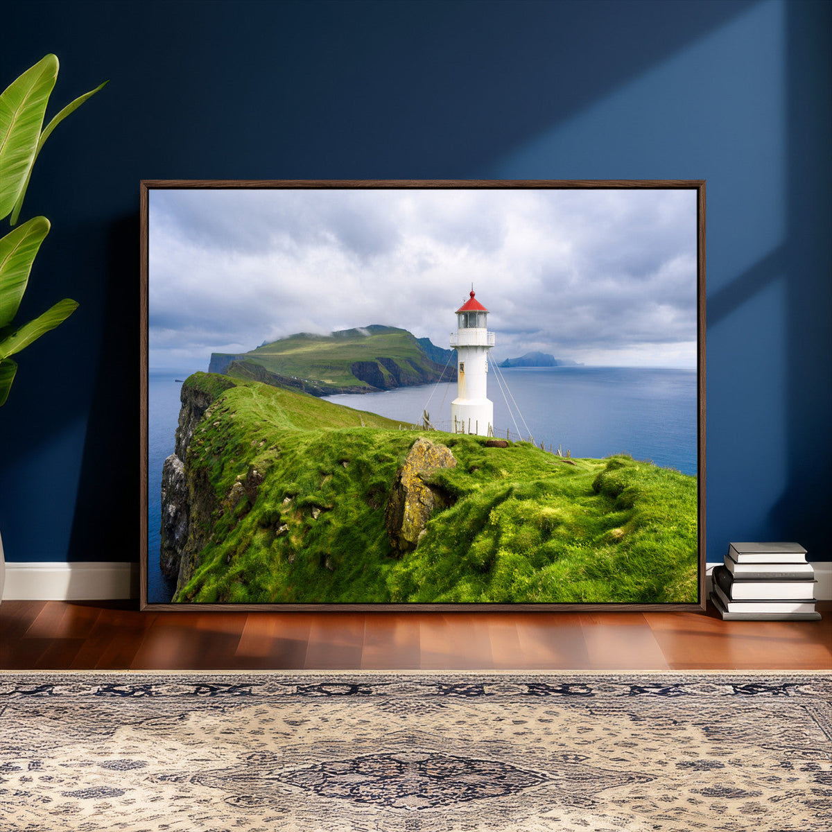 Coastal Lighthouse Wall Art Canvas Print, Cliffside Ocean