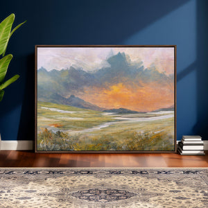Mountain Sunset Wall Art Canvas Print Vintage Landscape