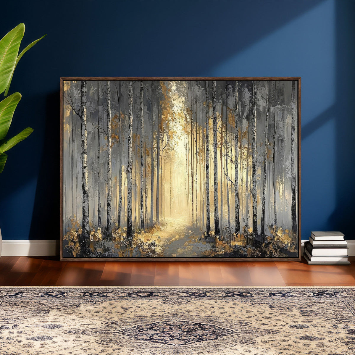Abstract Birch Forest Wall Art Canvas Print – Modern Neutral