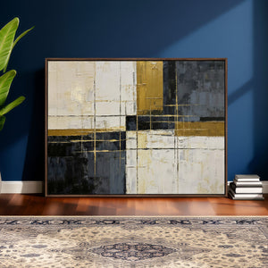 Abstract Gold and Black Wall Art Canvas Print – Modern