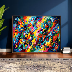 Geometric Abstract Wall Art Canvas Print, Bold Color