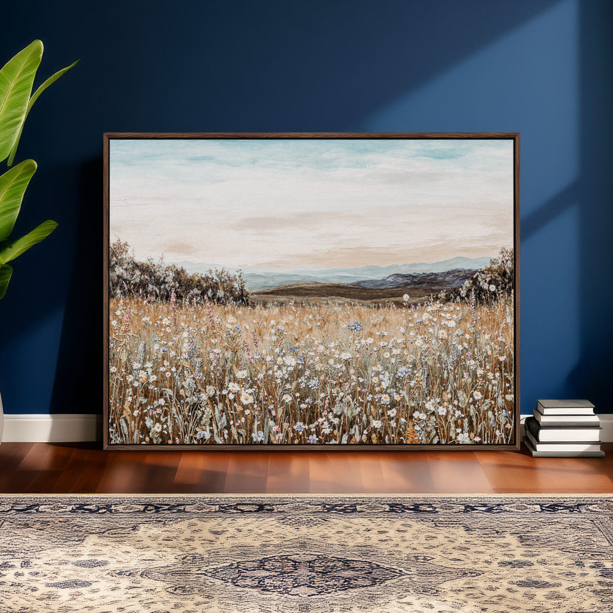 Neutral Wildflower Field Canvas Wall Art — Beige Earth Tone