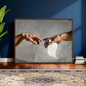 Funny Bathroom Wall Art Canvas, Creation of Toilet Paper