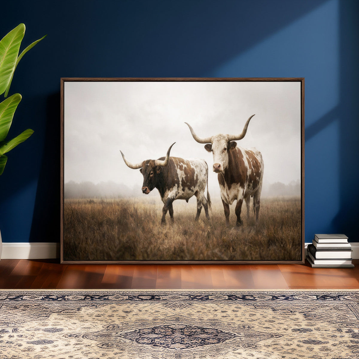 Texas Longhorn Canvas Wall Art Western Bull Desert Moody