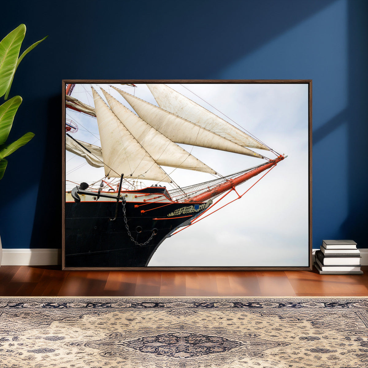 Sailboat Wall Art Canvas Print, Vintage Ship Bow Framed