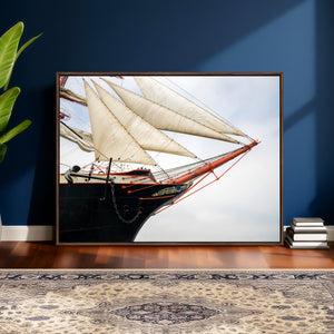 Sailboat Wall Art Canvas Print, Vintage Ship Bow Framed