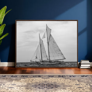 Vintage Sailboat Wall Art Canvas Print, Black and White