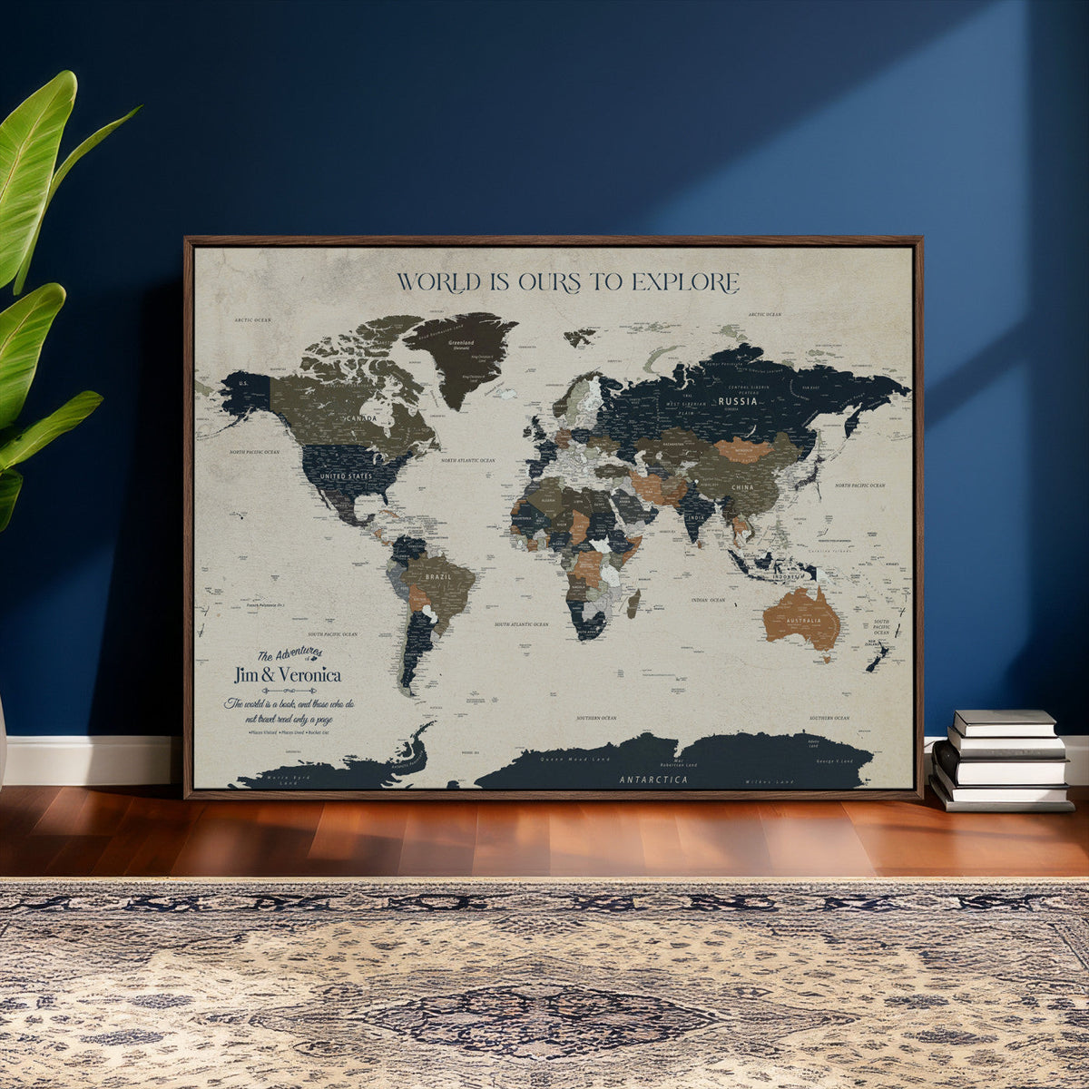Custom Push Pin World Map Wall Art Canvas Print –