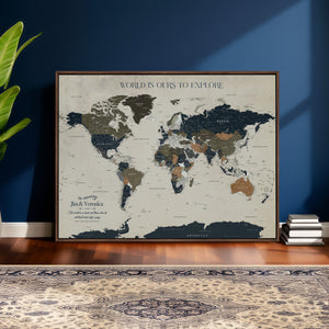 Custom Push Pin World Map Wall Art Canvas Print –