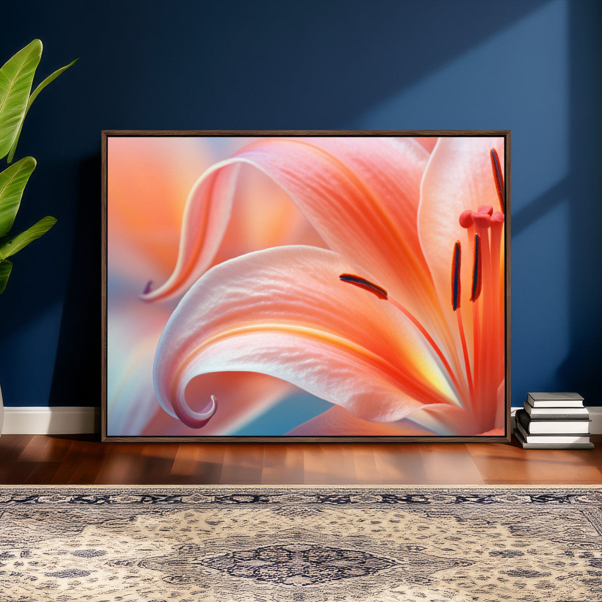 Peach Lily Canvas Wall Art, Coral Pink Flower Macro Photo Print, Botanical Bedroom Decor, Soft Floral Photography, Living Room Wall Art