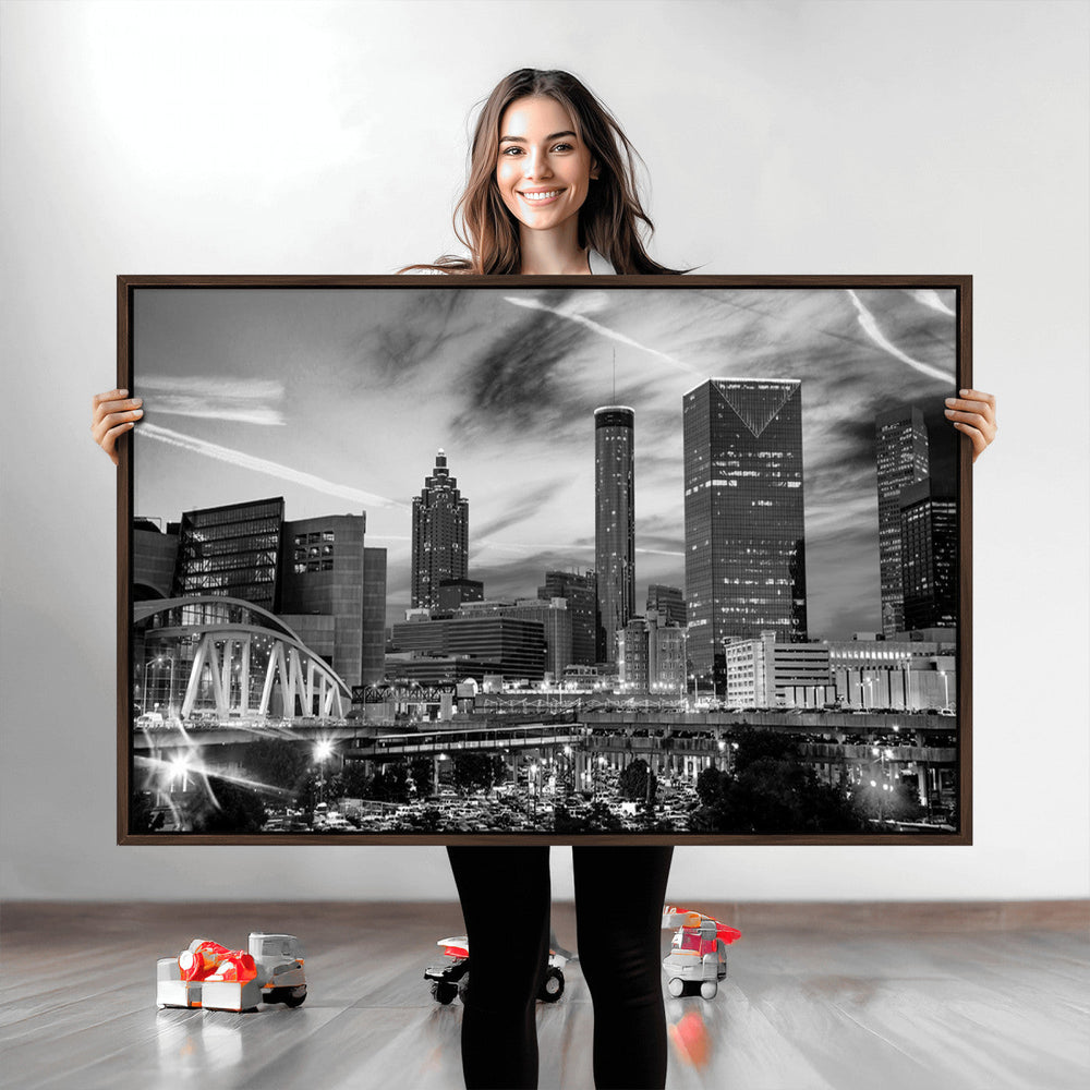 Black and White Atlanta Wall Art Canvas Print