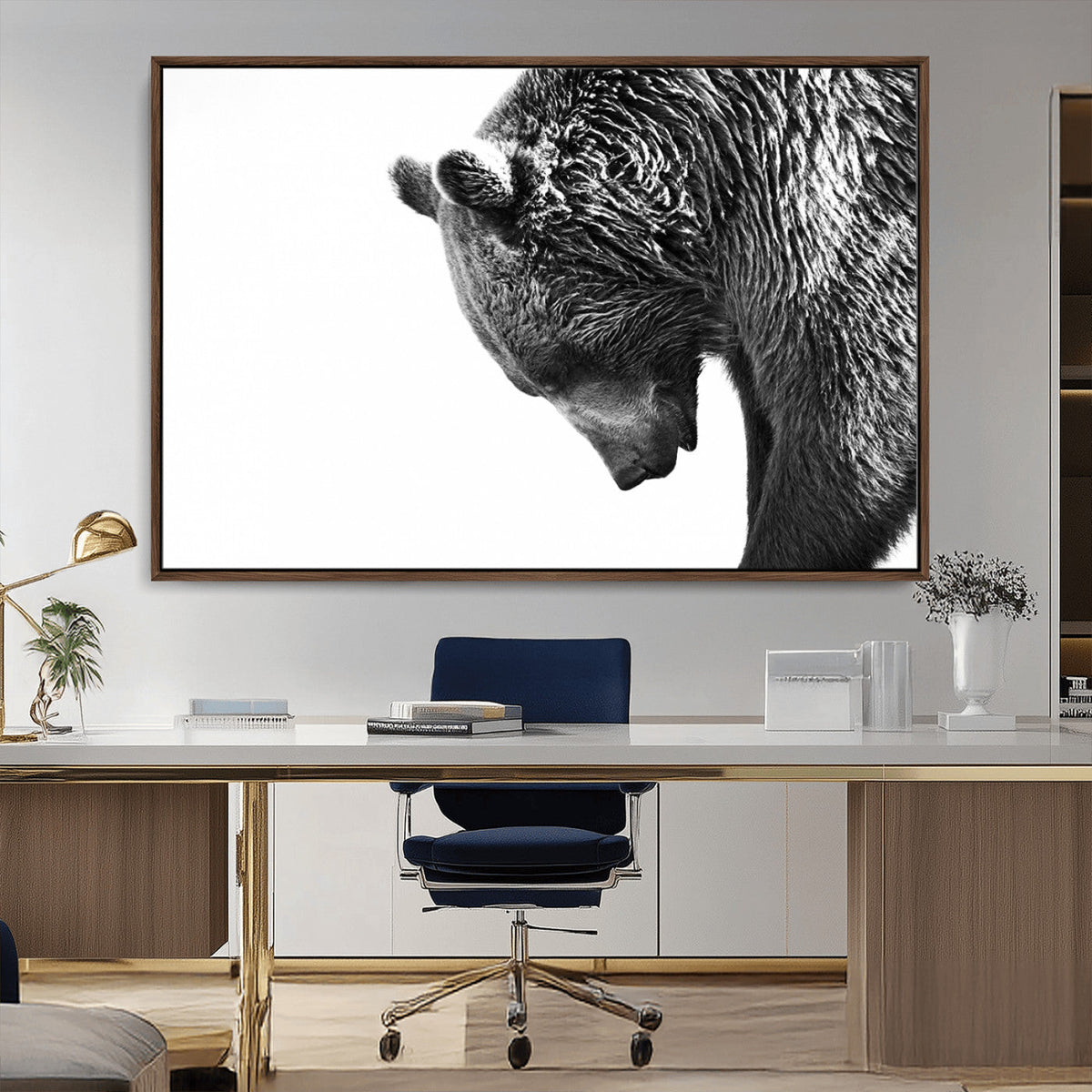 Black and White Grizzly 399 Bear Canvas Print Wall Art |