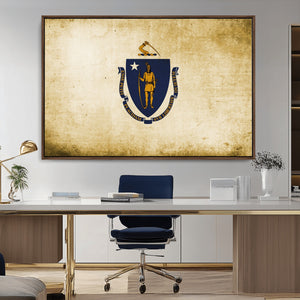 Massachusetts Flag Wall Art Canvas Print