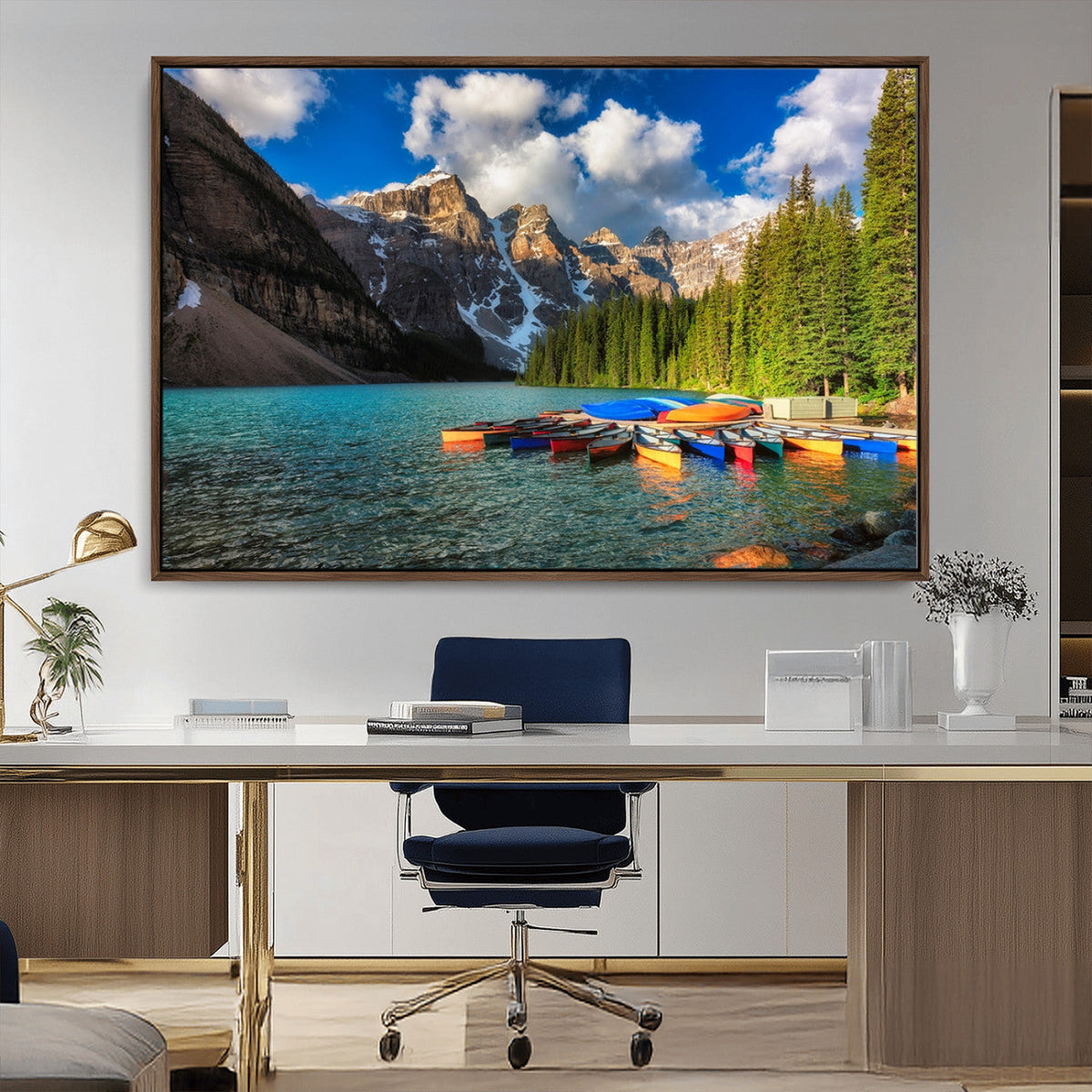 Moraine Lake 3-Panel Wall Art, Majestic Mountain and Lake