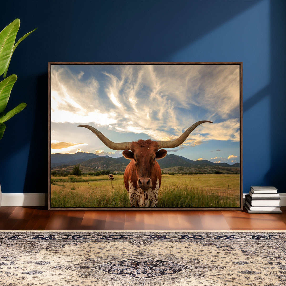 Texas Longhorn Canvas Wall Art – Majestic Triptych Animal