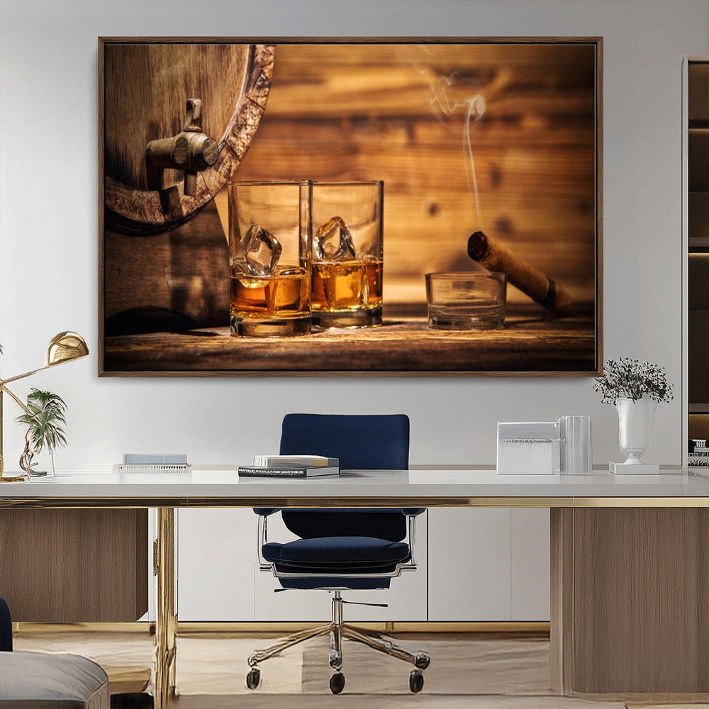 Rustic Whiskey and Barrel Canvas Print